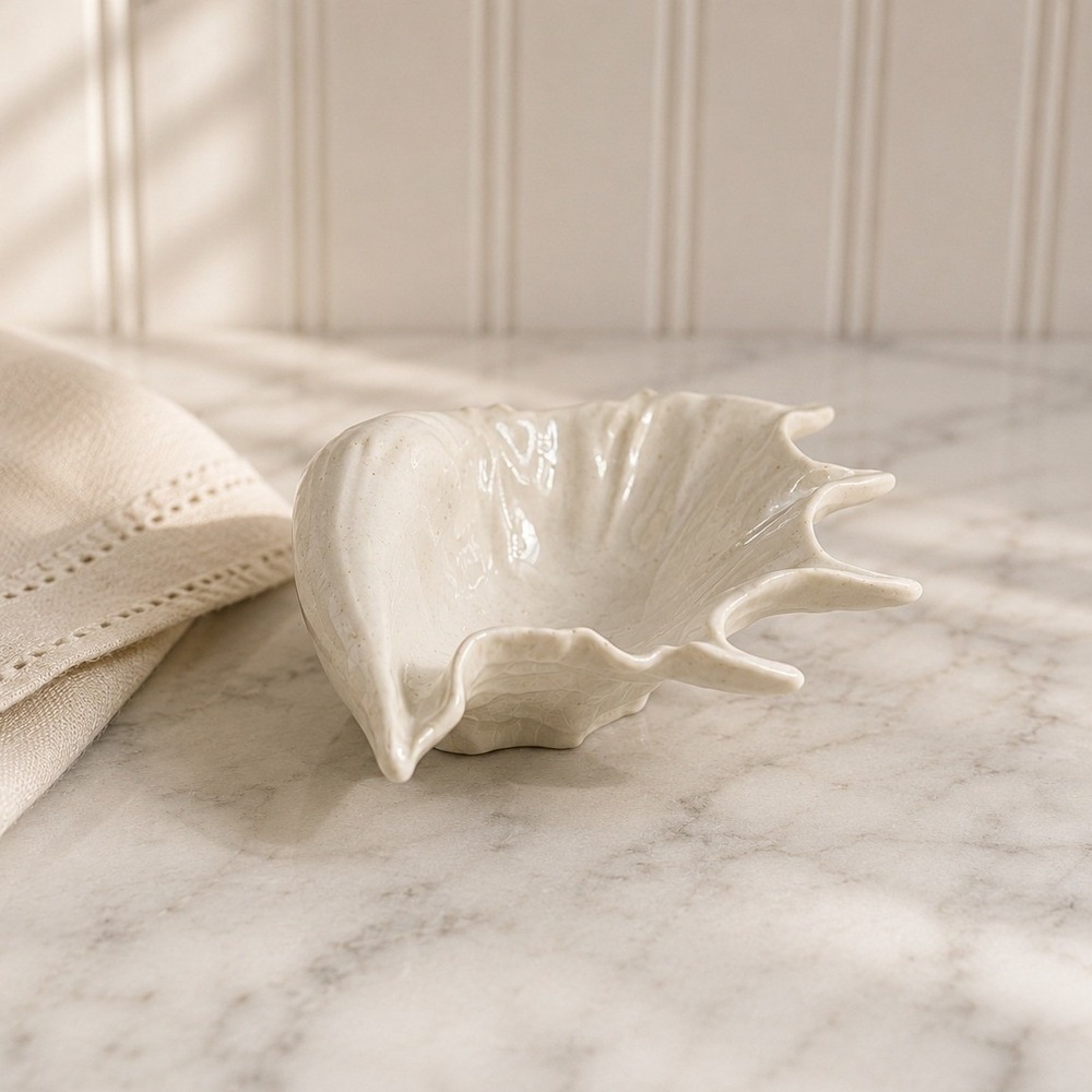 Vintage RS Germany Porcelain Shell Dish White Spider Conch Trinket Bowl Reinhold